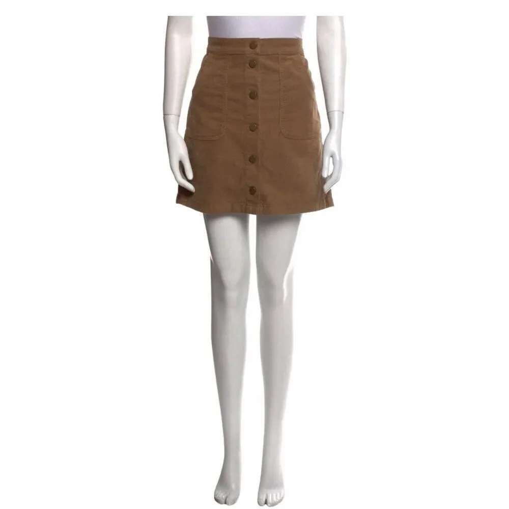 Tory Burch New Authentic Luciano Beach Wood Brown Corduroy Mini Skirt 0 Xxs Xs